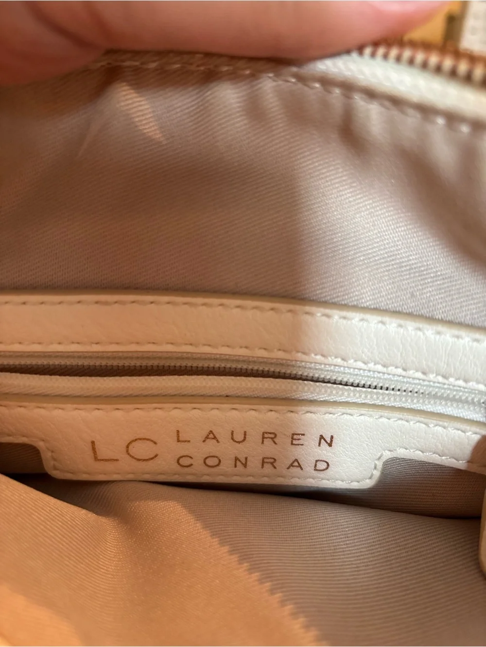 LC Lauren Conrad White Floral Crossbody Bag with Pink Accents